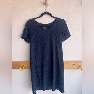 Ronni Nicole Navy Eyelet Dress with Short Sleeves